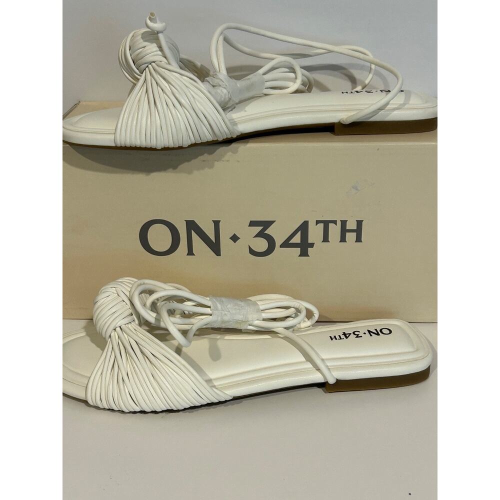 On 34th Womens Jenniee White Strappy Sandals Shoes 5.5 Medium